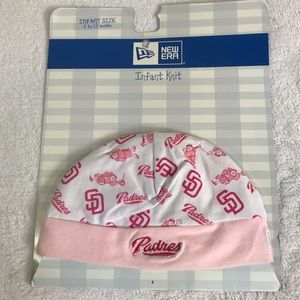 New Era San Diego Padres Infant Baby Knit Cap Beanie Pink And White